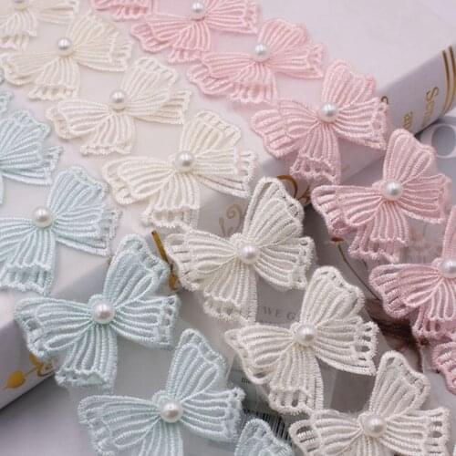 1Yards Butterfly Flower Pearl Beaded Embroidered Lace Ribbon Trim Fringe for Garment African Fabric Handmade Sewing Needlework