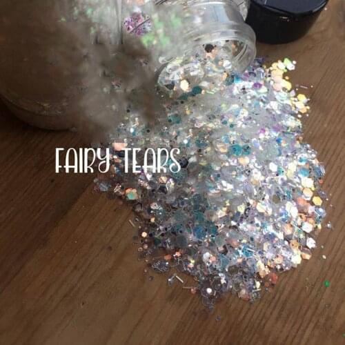 1.76 oz Fairy tears /White Chunky Nail GLITTER/ Christmas glitter solvent & heat resistant White Iridescent Chunky Mix Glitter