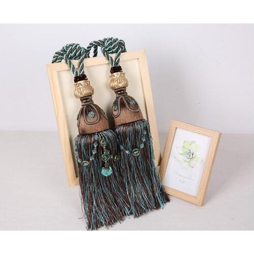 1 pair Luxury Home Decoration Curtain Cips tieback Accessories Europe style hanging Belt flower Curtains Strap Tassel Tieback