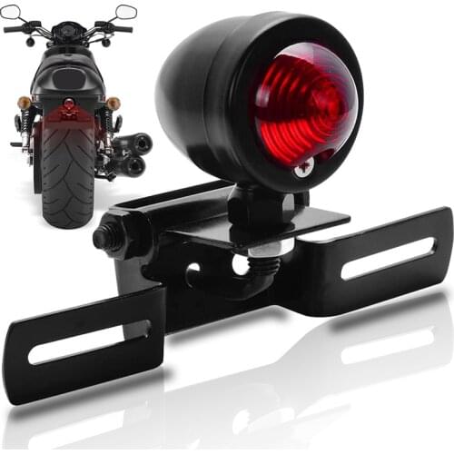 1pcs 8mm led Motorcycle Tail Brake Lights super bright 20W led Motorcycle license plate lamps red 12V for Harley Cruise Prince