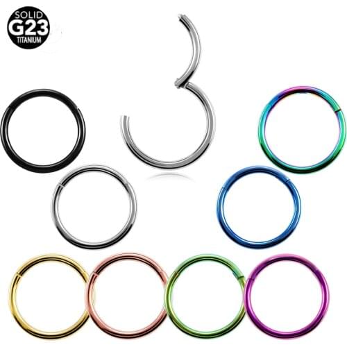 1PC G23 Titanium Septum Clicker Segment Hinged Rings Labret Lip Nose Earrings Piercing 16G 14G Body Jewelry