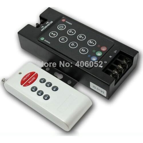 10set/lot wholesale DC12V-24V 144w 12A Iron shell 8key RGB color RF remote controller for led strip