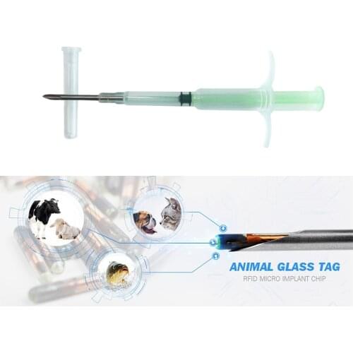 10pcs 1.4x8mm chips 134.2KHz FDX-B dog cat Animal microchip injectors with Sterilized pouch