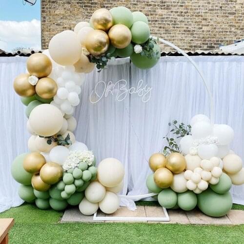 115Pcs Olive Green White DIY Balloons Set Garland Arch Kit Gold Metallic Chrome Baloon Wedding Baby Shower Party Decors Baptism