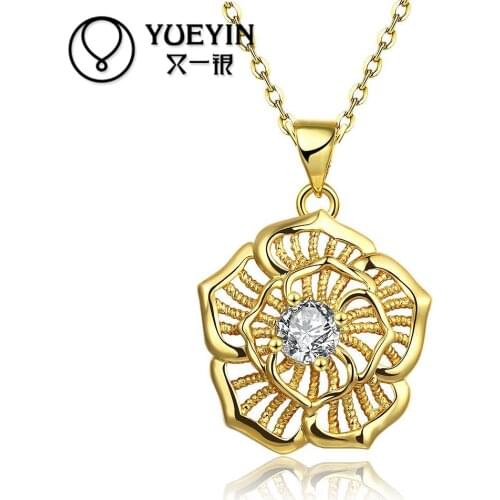 2016 Newest gold palted necklace pendants for women Free Antiallergic jewelry zircon crystal necklace for ladies N124-A