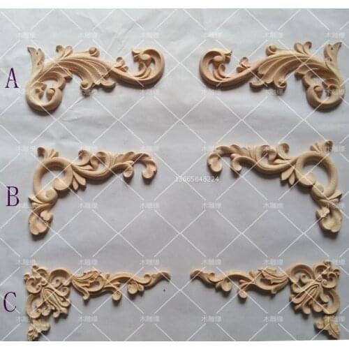 4Pairs/Lot FURNITURE ARCHITECTURAL PAIR APPLIQUES WOOD UNPAINTED
