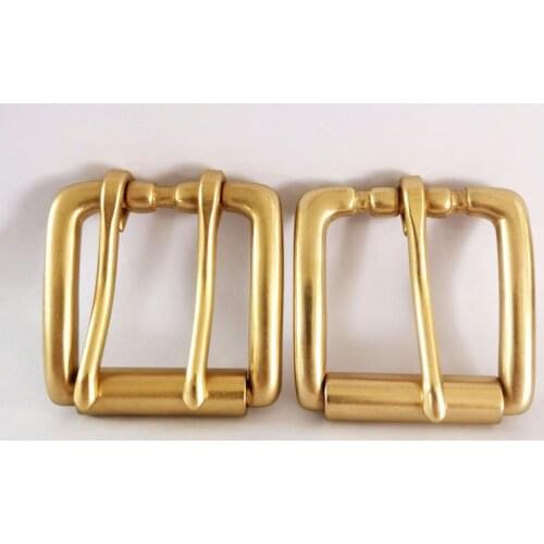 4cm Solid Brass Roller Belt Buckle Single/Double Pin Tongue Prong DIY Leather Craft Bag Strap Jeans Webbing Dog Collar