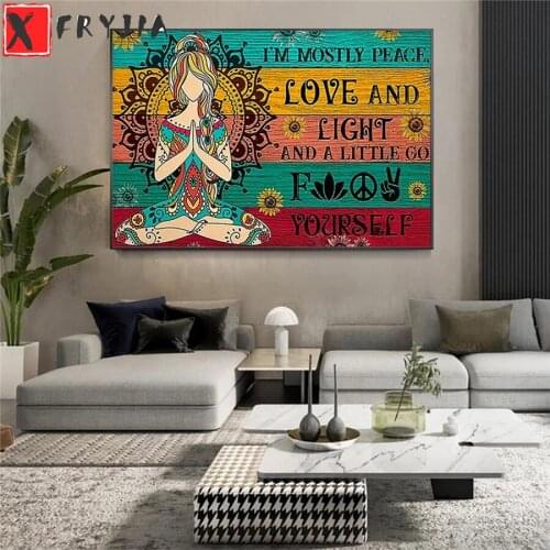 Diamond Embroidery Cartoon art, love,peace, yoga, meditation Diamond Painting Full Square round drill Mosaic Cross Stitch Wall