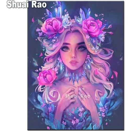 Diamond painting Beauty Girl Cartoon Fairy pictures for embroidery round diamond mosaic paintings wall stickers decoration