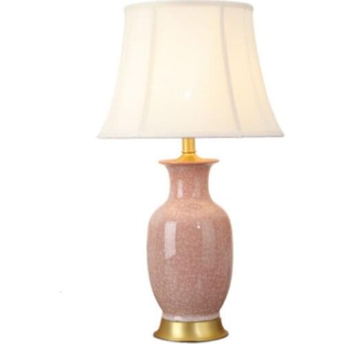 American Pink Ice Crack Pattern Ceramic Table Lamp For BedRoom Bedside Living Room Foyer Study Desk Reading Night Light 190092