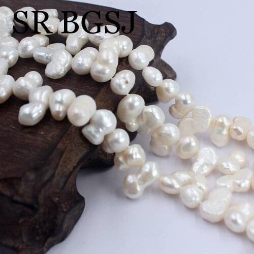 Free Shipping 7x10mm Wholesale Peanut Top Drilled Freshwater Pearl Gems Jewelry DIY Beads Strand 14"
