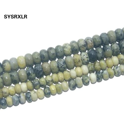 Free Shipping Yellow Turquoises Natural Stone Spacer Rondelle Round Beads For Jewelry Making DIY Bracelet Necklace 4*7/5*8 MM