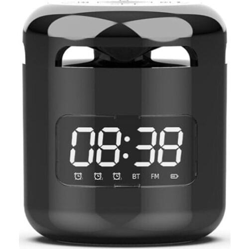 Shock Bass Wireless Speaker Led Alarm Clock Portable Bluetooth Handsfree Speaker Support TF Card HD Voice with Mic