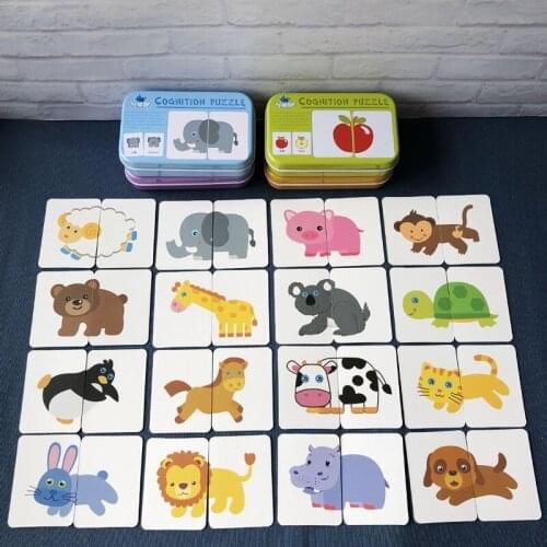 Baby Cognition Puzzle Toy Infant Early Educational Puzzle Cognitive Card Graph Match Game Vehicle/Fruit/Animal/Life Set Pair