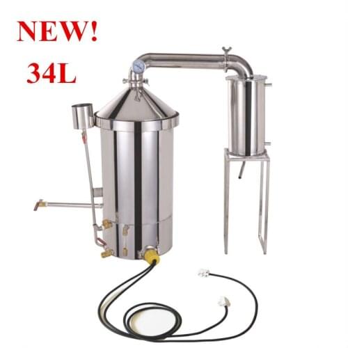 Electric Heating Stainless Steel Home Wine Brewing Equipment 34L Double Thicken Bottom Distillation/Boiler With Teaching Video