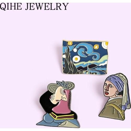 Van Gogh Enamel Pin The Starry Night Oil Painting Brooches Art Jewelry Artist Badge Pins for Backpacks Gift Women Men Wholesale