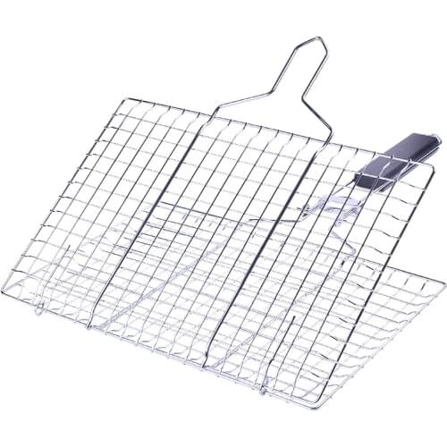 Hot Sale Iron Wire Barbecue Grilling Basket BBQ Grilling Basket Removable Stainless Steel Grill Cooking Rack Roasting Basket