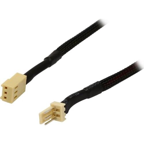 Black Net Jacket Sleeved Computer 12 inch Molex 3-pins Case Cooling Fan 3 pins Male to Female Internal Power Extension Cable