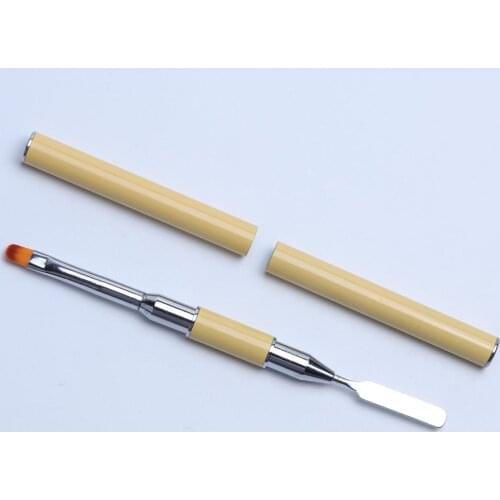 Full Beauty 1pcs Double Size Nail Brush Extension Quick Building Pen Nail Art Brushes Color Palette Manicure Accessories CH064