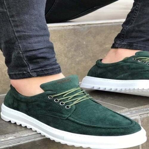 Knack Casual Male Sports KlasikAyakkabı T12 Green (Suede) comfortable Orthotic Insole Seasonal Spring Summer Fashion Lace-Up Inner Lining Cotton