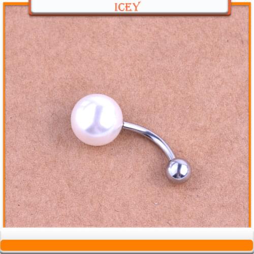 Anti allergy puncture jewelry stainless steel plating inlaid with pearl navel fashion