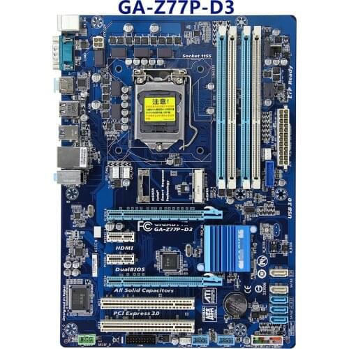 For GIGABYTE GA-Z77P-D3 Desktop Motherboard Z77 LGA 1155 i3 i5 i7 DDR3 32G ATX UEFI BIOS Original Z77P-D3 Used board