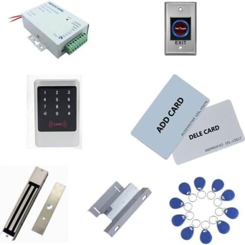 Metal access controller kit ,power+280kg magnetic lock+280kg ZL-bracket + exit button+10 keyfob ID tags,sn:Tset-8