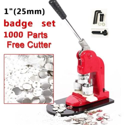 Factory best sale 25mm(1") button making machine kit badge maker set with 1000/500pcs pin button badge with free paper cutter