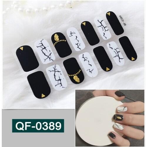 14tips/set Full Cover Nail Stickers Wraps DIY Art Decals Plain Self Adhesive Sticker Waterproof Mixed Color Stickers Nail