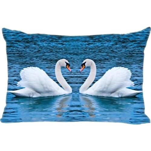 New Swan Pillowcase Satin Fabric Bright Smooth Rectangle Zipper Pillow Cases Home Wedding Decorative For Friend Gift
