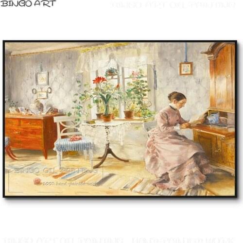 New Arrivals Old Design Artwork Hand-painted High Quality Impressionist Art Lady Reading in Room Oil Painting Figure Painting