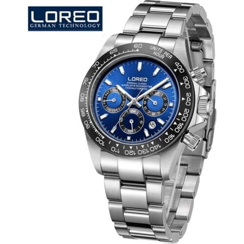 LOREO Ceramic Bezel New Men Luxury Automatic Mechanical Wrist Watch Men Stainless Steel 100M Waterproof Watch Relogio Masculino