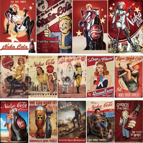 Nuka Cola Metal Sign Vintage Tin Sign Plaque Metal Vintage Pub Retro Wall Decor for Bar Pub Club Man Cave Metal Posters