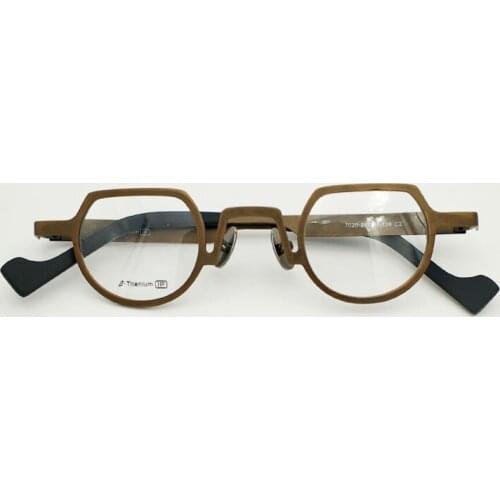 Pure titanium retro glasses frame polygon personality niche tide ultra small box men and women myopia optical prescription glass