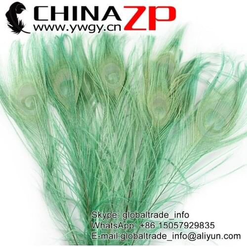 Wholesale in CHINAZP Factory 500pcs/lot Party Decoration Full Eye Dyed Mint Green Peacock tail Feathers