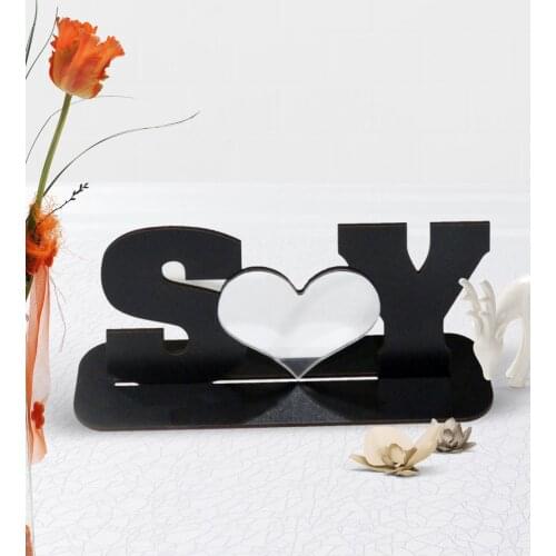 Personalized Black Sweetheart Initials Design Wooden Mirrored Trinket Reliable Modern Simple Gift Special Design Good Quality Surprise