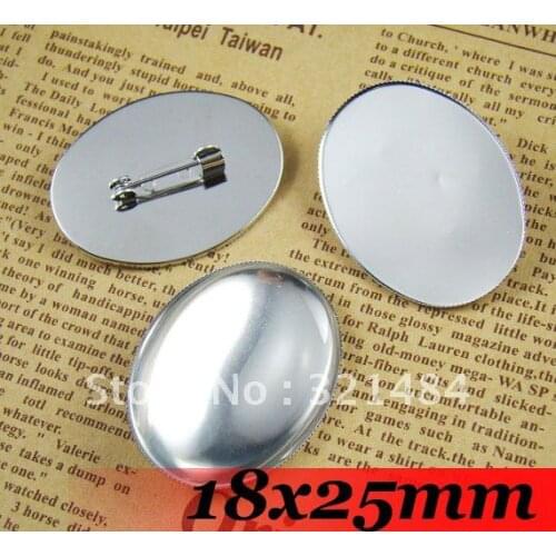 Silver Plated 300piece 18x25mm Oval Cameo Cabochon Setting Brooch Base Brooch Blanks Brooch Safety Pins