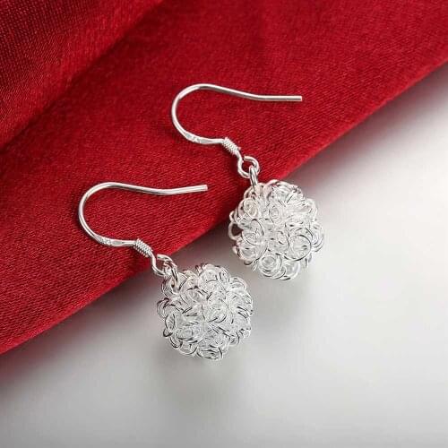 925 Sterling Silver fine ball net Earrings Fashion for Women Beautiful drop Earrings Gifts Street all-match party Jewelry