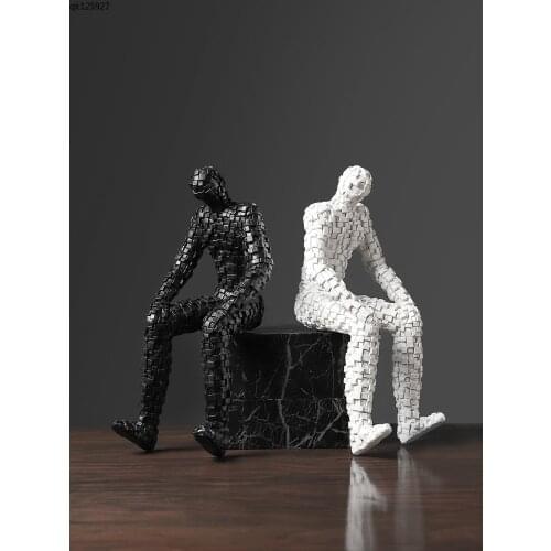 Modern Abstract Mosaic Figures Art Furnishings Handicrafts Solid Color Resin Square People Living Room Decoration Wedding Gifts