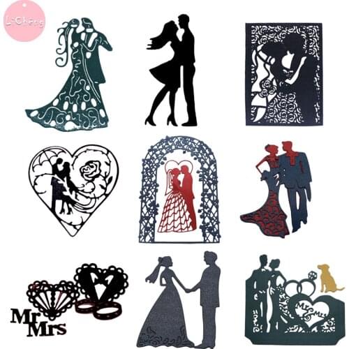 Wedding Cutting Dies Scrapbooking Embossing Folder Metal Diy Craft Stencil Stamps and Slimline Card Die Cut Valentines Day