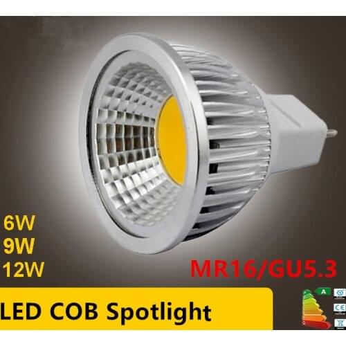 10PCSNew High Power Lampada Led MR16 GU5.3 COB 6w 9w 12w Dimmable Cob Spotlight Warm Cool White MR 16 12V Bulb Lamp GU 5.3 220V