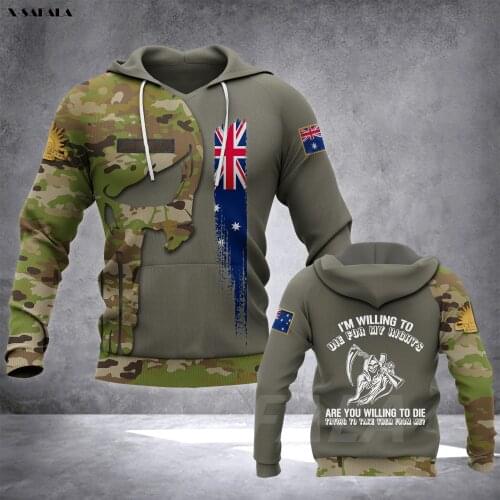 Army Australia Flag Skull Jesus 3D Printed Hoodie Man Female Zipper Pullover Sweatshirt Hooded Jersey Streetwear Tracksuits