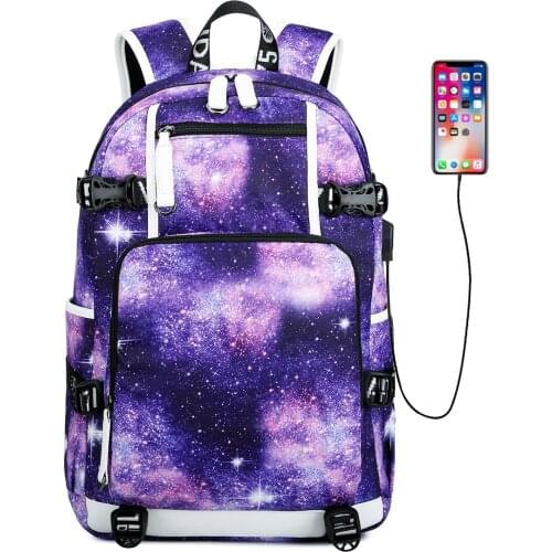 New Waterproof Starry Sky Camouflage Backpack Laptop USB Charging Backpack Women Oxford Travel Male Bag Fashion School Bag