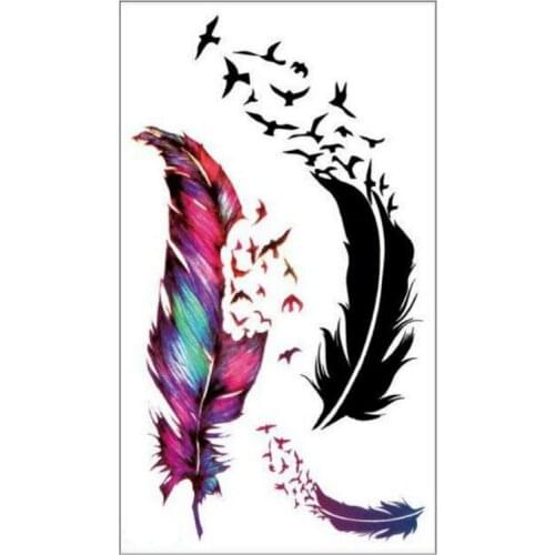 Waterproof Temporary Tattoo Sticker Colorful Geese Feathers Pattern Body Art Temporary Fake Tattoo Stickers for Girl Women Men