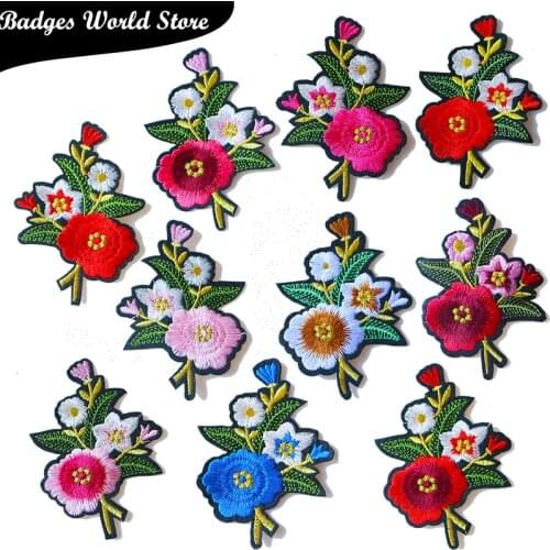 1 PCS Rose Plum Blossom Embroidered Iron on Patches for Clothing DIY Stripes Sticker Custom Flowers Badges on the Backpack