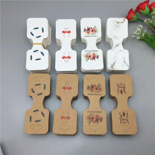 100Pcs/Lot Necklace Cards 9x3.5cm Ladies' Jewelry Accessory Ornament Holder Cards Display Packaging Kraft Paper Multiple Styles
