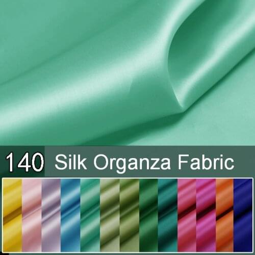 140cm Wide Pure Natural Silk Organza Fabric Satin 30 Solid Color Mulberry Stiff High End Dress Skirt Material Sewing 14momme