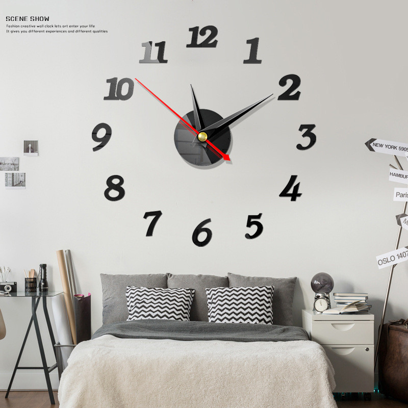 3D Wall Clock Mirror Wall Stickers Creative DIY Wall Clocks Living Room Removable Art Decal Sticker Home Decor Modern Decoration