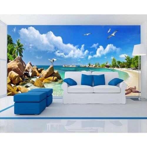 3d wallpaper custom 3d murals wallpaper Mediterranean Sea wall paper 3d landscape beach TV setting wall decoration bedroom decor