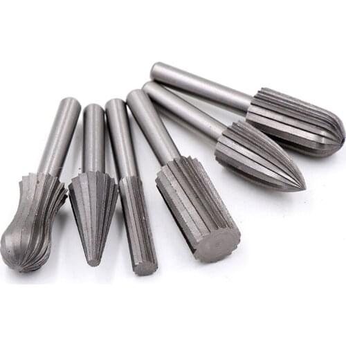6pcs tungsten steel grinding head tungsten carbide burrs sets mini drill diamond burs material tungstenio dremel accessories